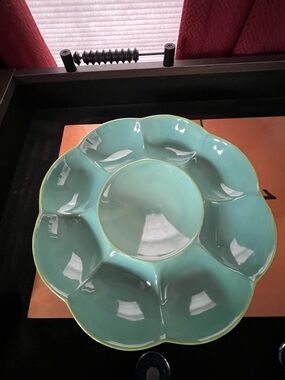 Gail Pittman Provence Green Blue Chip and Dip Platter